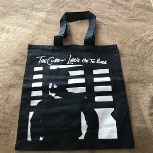 The Cure Lets Go To Bed 14.5x15" canvas tote / record / book bag