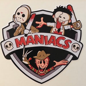 Maniacs 4” full color die cut vinyl decal water / weather resistant horror animaniacs parody