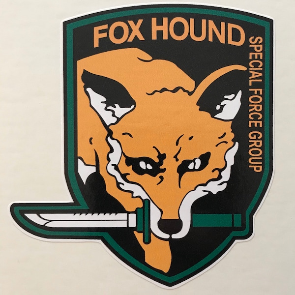 Foxhound logo 3.75x4” color die-cut vinyl decal water/weather resistant metal gear