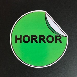 HORROR VHS LABEL 4&quot; Die Cut Color Vinyl Decal Water/Weather Resistant