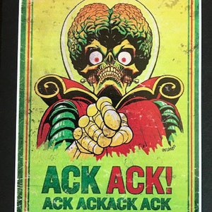 PÓSTER DE RECLUTAMIENTO MARCIANO 4"X 3" Vinilo a todo color Calcomanía Agua / Resistente a la intemperie Ack! ¡Ack!