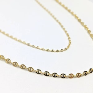 Mariner Link Chain Necklace 14K | Mainer Gucci Link Chain | Solid Gold Chain | Layering Chain | 2mm or 3.5mm | Solid 14K Gold | Length 18&quot;