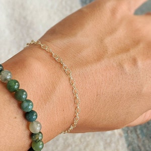 Solid Gold Bracelet, 14K | Gold Chain Bracelet | Link Chain Bracelet | Twisted Oval Link Chain |Solid 14K Gold | Adj. Length 6.5-7.5&quot;