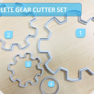 Gear 4 Piece Set Shape Cutter for Cookies or Fondant, Play Doh