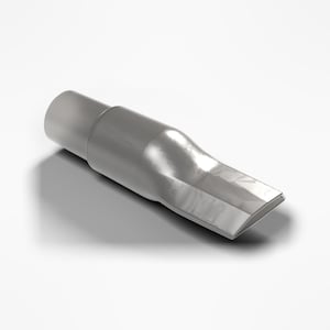 May include: A gray plastic vacuum cleaner crevice tool attachment featuring a cylindrical base that transitions into a flattened, tapered nozzle end. The smooth, solid-colored component is designed for narrow spaces and hard-to-reach areas.