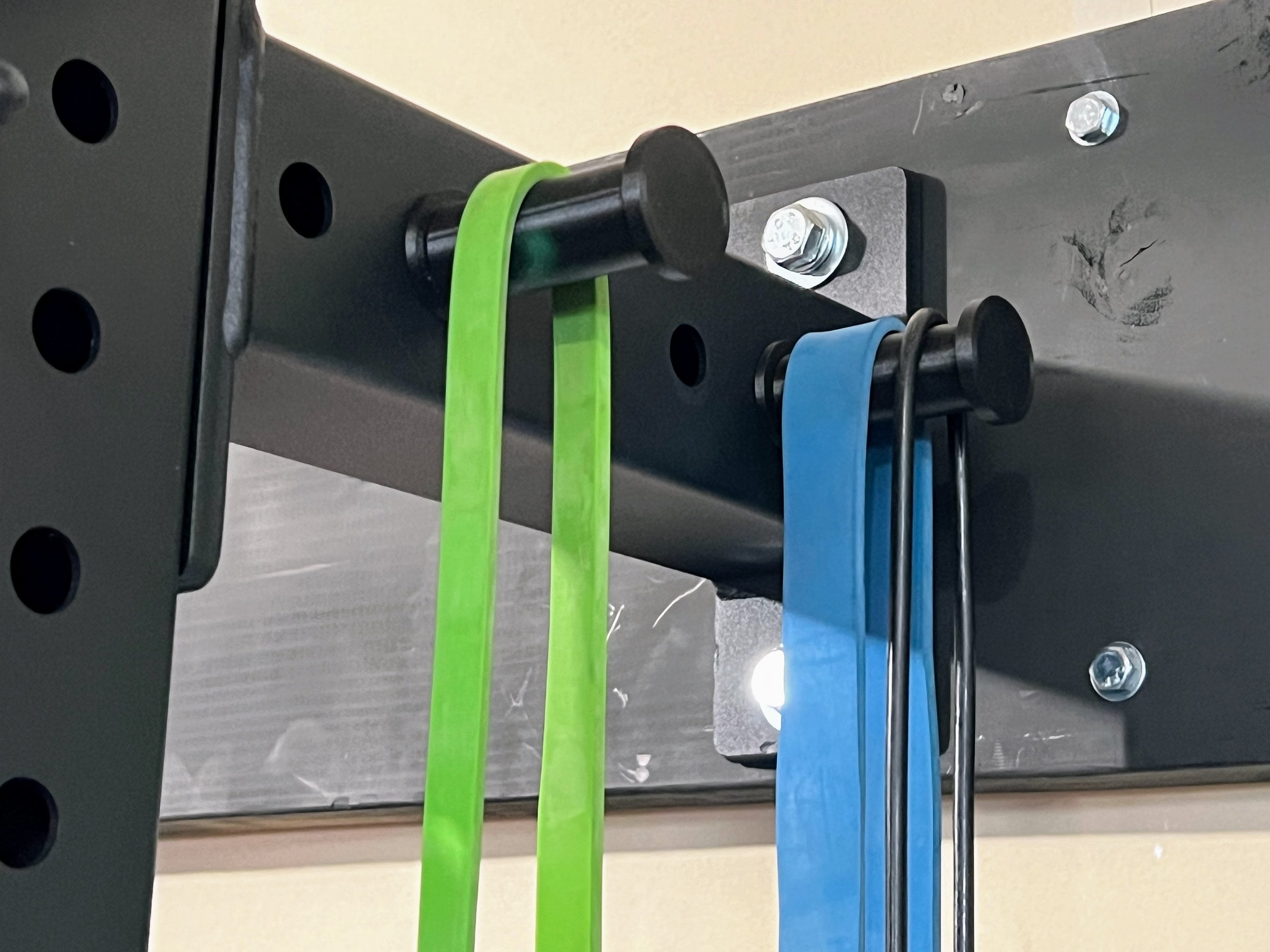 Squat Rack Storage Pegs: Carbon Fiber-Infused Home Gym Organizer for Weight Belts, Bands, Ropes, Gear, Clothing