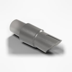 May include: A cylindrical gray plastic vacuum cleaner attachment featuring a stepped design with a wider central section and a tapered, angled nozzle end with a narrow rectangular slot opening for suction airflow.