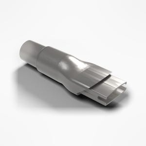May include: A grey plastic vacuum cleaner crevice tool attachment featuring a cylindrical connector end that transitions into a flattened, rectangular nozzle with a notched opening at the tip for focused suction in narrow spaces.