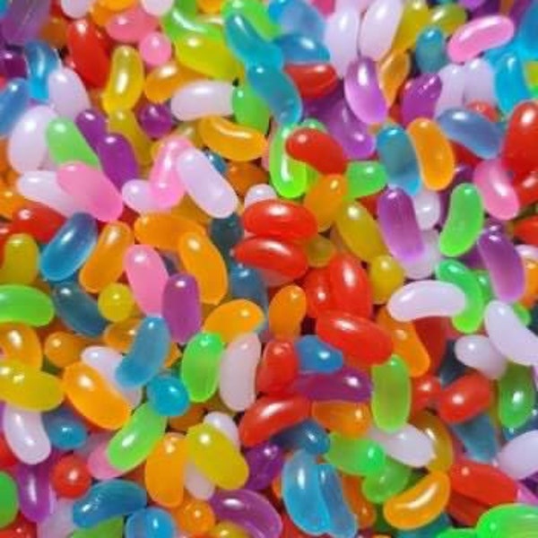 Mini Jelly Bean Resin Cabochons  40/100pc, Fake Bakes, Resin, Slime, Crafts, Kawaii Decoden