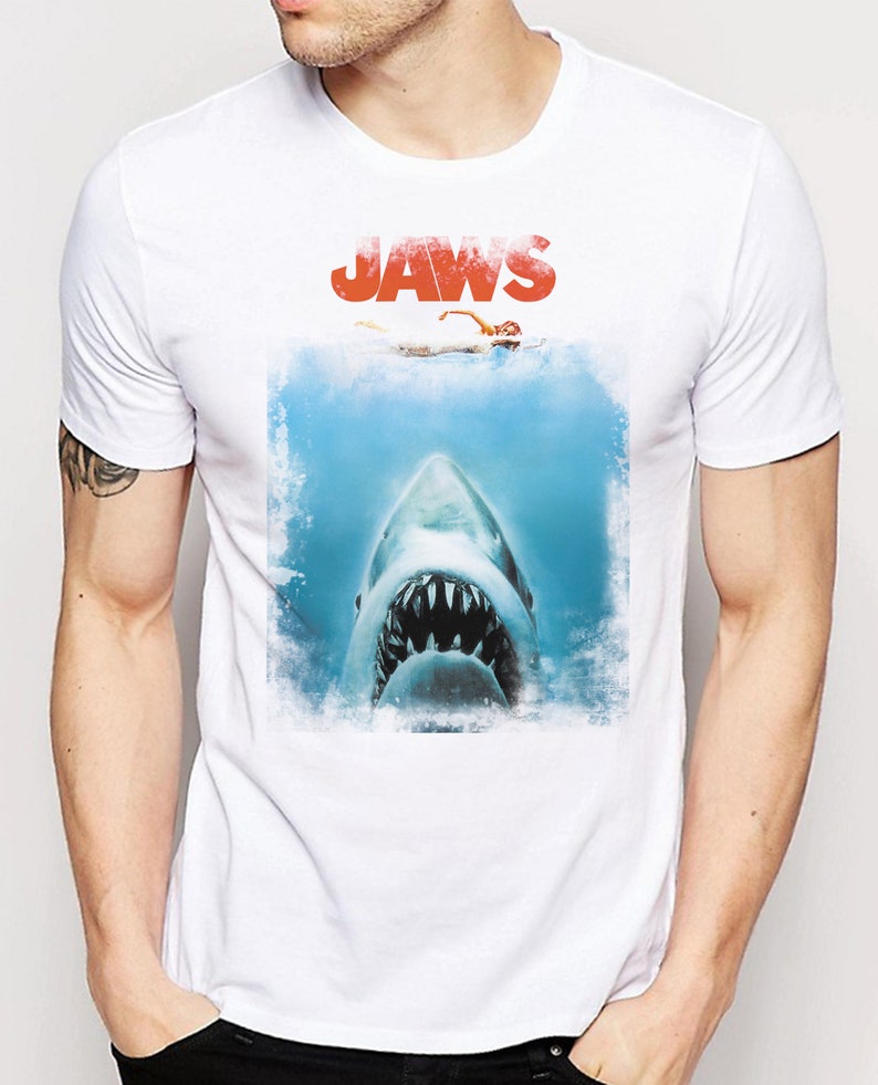 Great White Shark New Men Size Retro Cotton T Shirt Great White Shark New Men Size Retro Cotton T Shirt