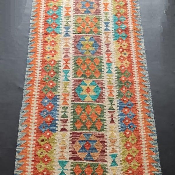 Runner Rug Classic, Handmade Artisan Afghan Turkish Aztec Natural Wool Kilim Runner Rug 295x81 CM
