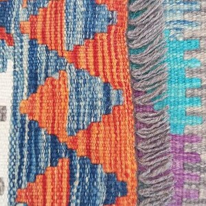 Tappeto Kilim, tappeto Kilim Boho artigianale afgano turco azteco in lana naturale fatto a mano 142x89 CM immagine 3