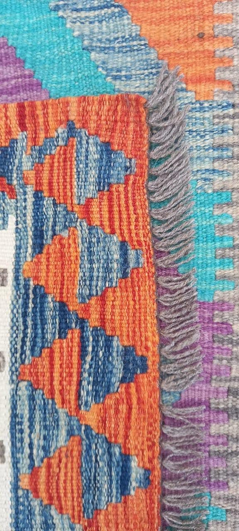 Tappeto Kilim, tappeto Kilim Boho artigianale afgano turco azteco in lana naturale fatto a mano 142x89 CM immagine 3