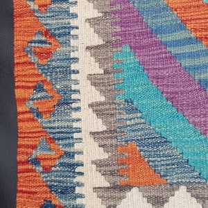 Tappeto Kilim, tappeto Kilim Boho artigianale afgano turco azteco in lana naturale fatto a mano 142x89 CM immagine 6