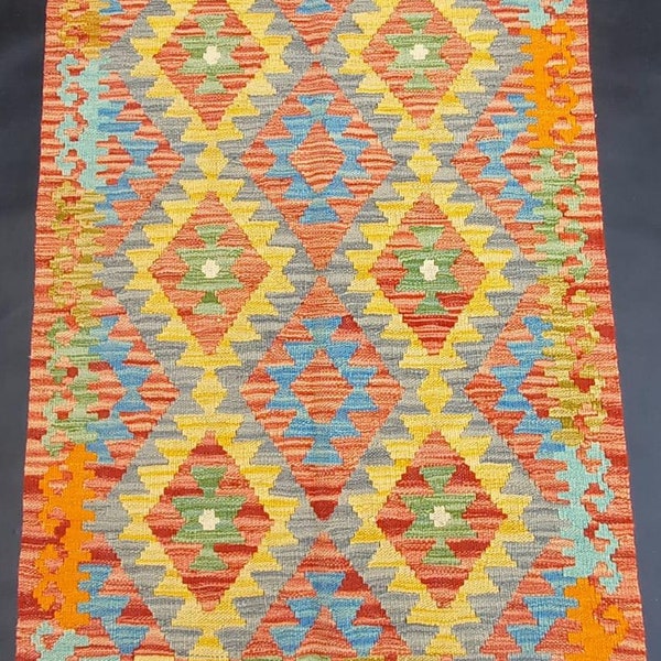 Handmade Kilim Rug, Artisan Afghan Turkish Aztec Natural Wool Kilim Rug 125x78 CM