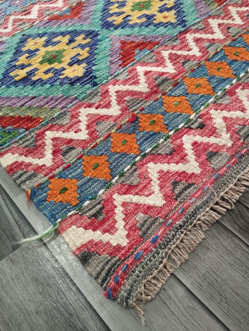 Rug Design Guide Afghan Kilim Runner Rug, Handmade Artisan Multicoloured Natural Wool ...