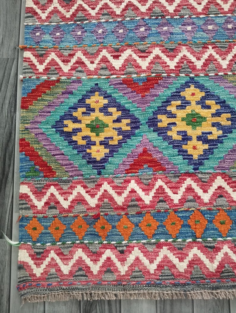 Rug Design Guide Afghan Kilim Runner Rug, Handmade Artisan Multicoloured Natural Wool ...