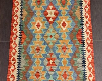 Afghan Turkish Wool Area Kilim Rug 126x87 CM Handmade Kilim Rug