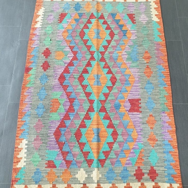 Kilim Rug Classic, Handmade Afghan Turkish Aztec Wool Kilim Rug 149x102 CM