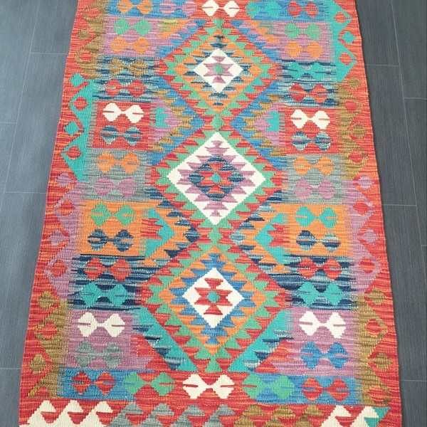 Kilim Rug Classic, Handmade Artisan Afghan Turkish Aztec Natural Wool Kilim Rug 150x99 CM