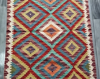 Kilim Rug Naturalis, Handwoven 2024 Artisan Afghan Turkish Aztec Sheep Wool Kilim Rug 192x132 CM