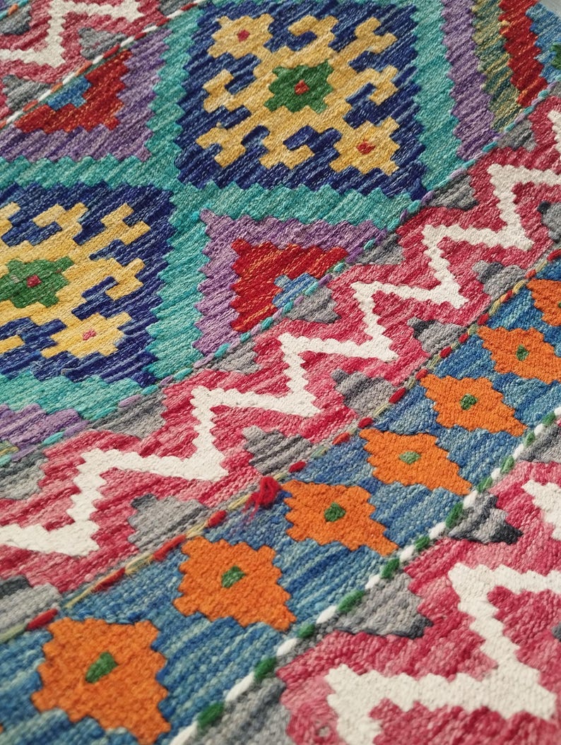 Rug Design Guide Afghan Kilim Runner Rug, Handmade Artisan Multicoloured Natural Wool ...