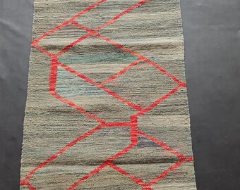 3x4 ハンドメイド アフガン キリム ランナーラグ | オレンジデニム