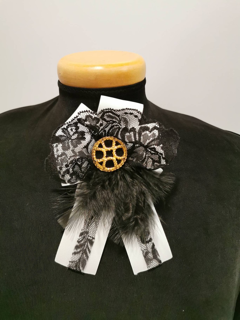 Vintage repurposed,brooch gold,60/'s button black and gold vintage brooch gift for mother Day,prom ni French lace black and white Brooch