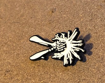 Skeleton Hands hard enamel pin