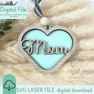 SVG moeder hart ornament | SVG-laserbestand | Engels moederhart ornament | Moederdagidee | Acrylsnijbestand voor lasersnijmachine