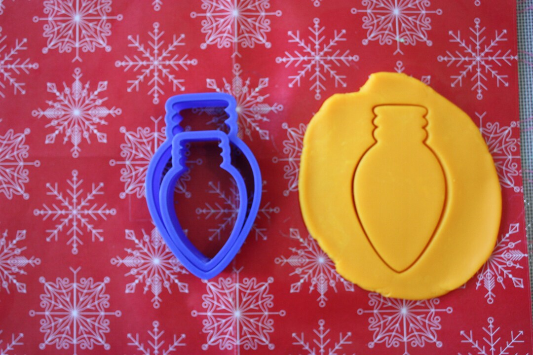 2 Piece Christmas Light Bulb Cookie Cutter Etsy