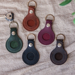 Leren sleutelhanger luchttag, gepersonaliseerde sleutelhanger luchttag, leren sleutelhanger met monogram, aangepaste luchttaghouder, sleutelhanger luchttaghouder