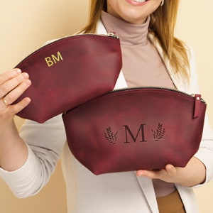 Leder Make-up Tasche, Personalisierte Schminktasche, Kosmetiktasche Frauen, Schminktasche, Custom Makeup Bag, Kosmetiktäschchen, Leder Kosmetiktasche