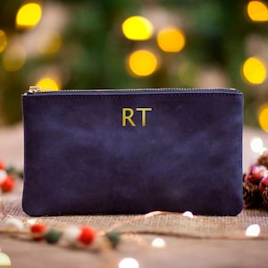 Petite trousse de maquillage en cuir, trousse de maquillage personnalisée, trousse de maquillage minimaliste, trousse de maquillage de voyage, trousse de maquillage avec initiales, trousse de maquillage faite main