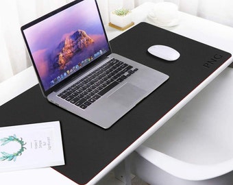 Leather desk mat custom, Personalized desk mat, Engraved leather desk mat, Leather desk pad large, Extra large mouse pad, Leather laptop mat