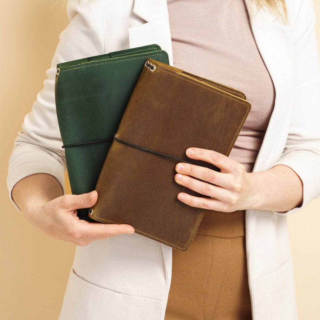 Custom Leather Notebook Refillable, Personalized Journal Cover