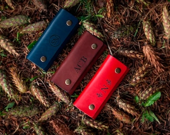 Estuche de cuero para llaves, Cartera de cuero para llaves, Porta llaves de cuero, Porta llaves delgado, Cartera de llaves delgada