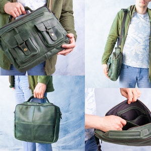 Leren aktetas voor mannen, Crossbody lederen messengertas, Aangepaste messenger bag mannen, Zakelijke aktetas, Leren werktas mannen, Leren tas afbeelding 8