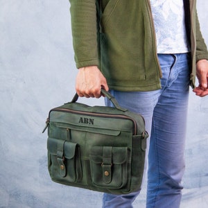 Leather briefcase for men,Crossbody leather messenger bag,Custom messenger bag men,Business briefcase,Leather work bag men,Leather satchel image 2