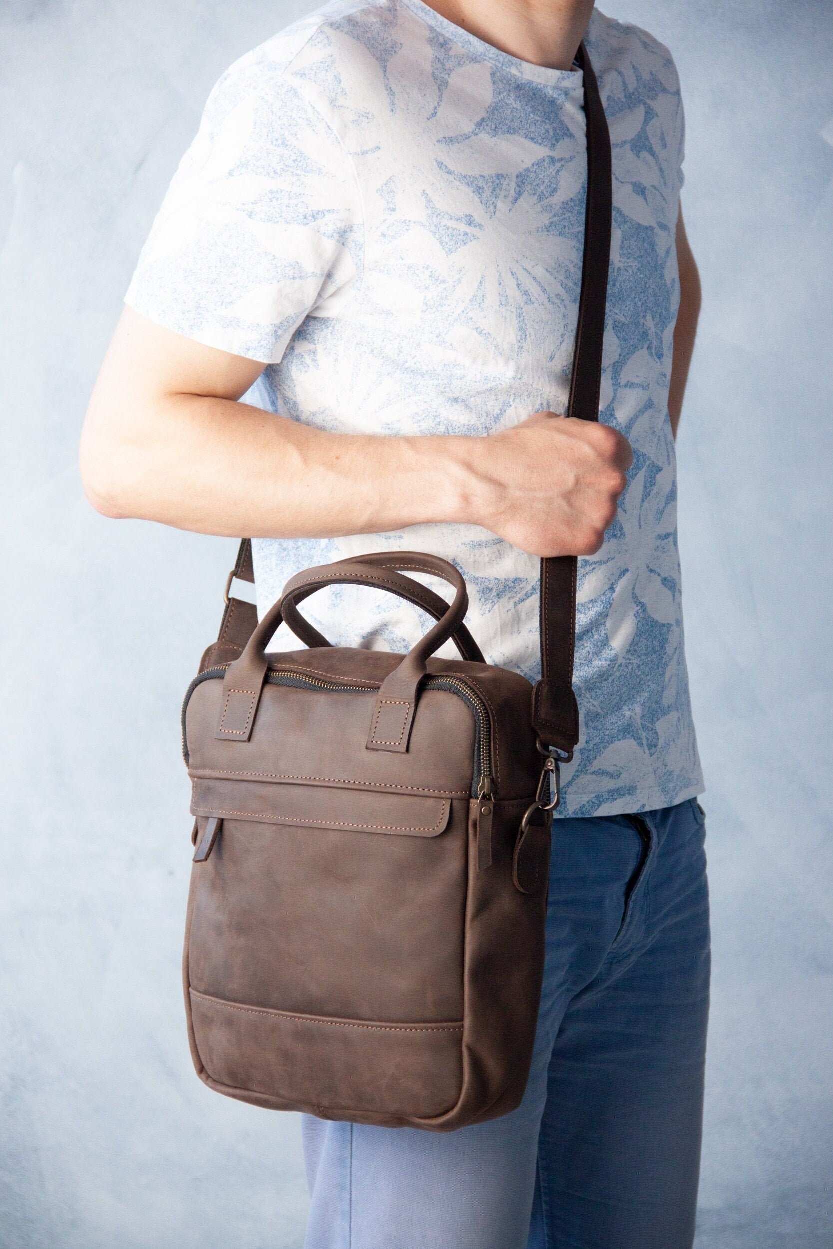 MNODWLOF Small Crossbody Bags for Men Leather Shoulder Bag Messenger Travel Man  Purse Handbag for iPad 9.7 Work Business Brown - Yahoo Shopping