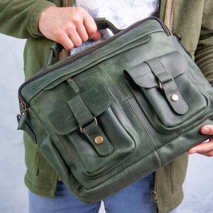 Leren aktetas voor mannen, Crossbody lederen messengertas, Aangepaste messenger bag mannen, Zakelijke aktetas, Leren werktas mannen, Leren tas afbeelding 3