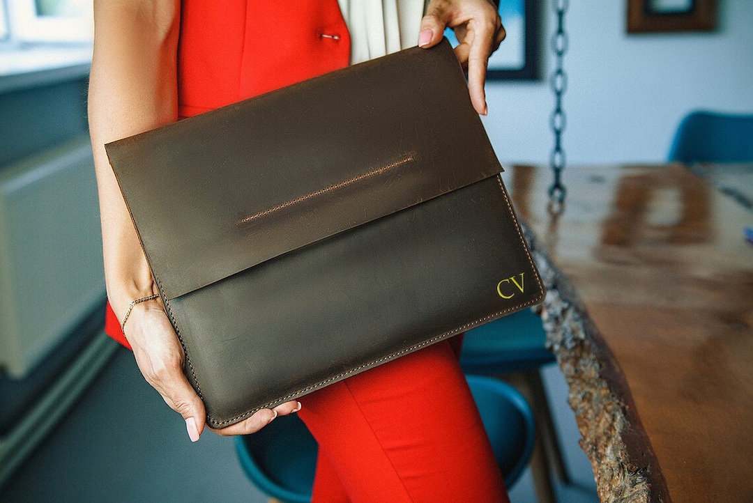 Leather Portfolio Document Organizer, Leather Document Holder, Paper