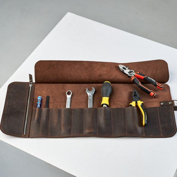 Engraved leather tool roll, Leather tool organizer, Custom tool bag, Handmade tool organizers, Leather tool storage, Leather tool case