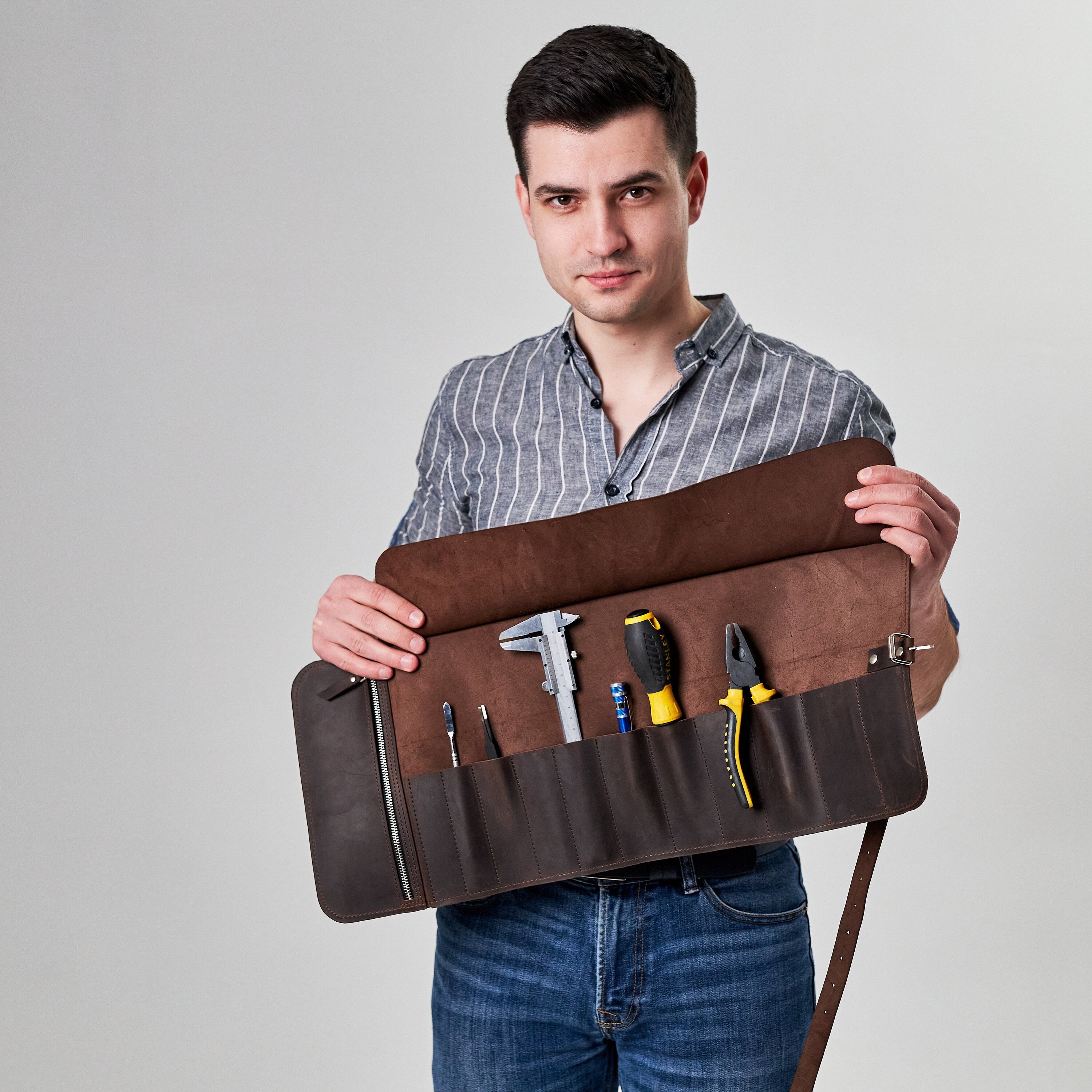 Roll up Tool Pouch, Wrench Roll up Bag Multi-purpose Canvas Tool Roll  Organizer Storage Bag 