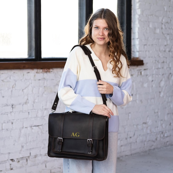 Women’s  Black Leather Messenger and Backpack Women main image 4