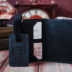 Regalos para él, porta pasaporte personalizado, billetera para pasaporte, porta pasaporte de cuero, regalos para hombres, regalos de viaje, regalos personalizados