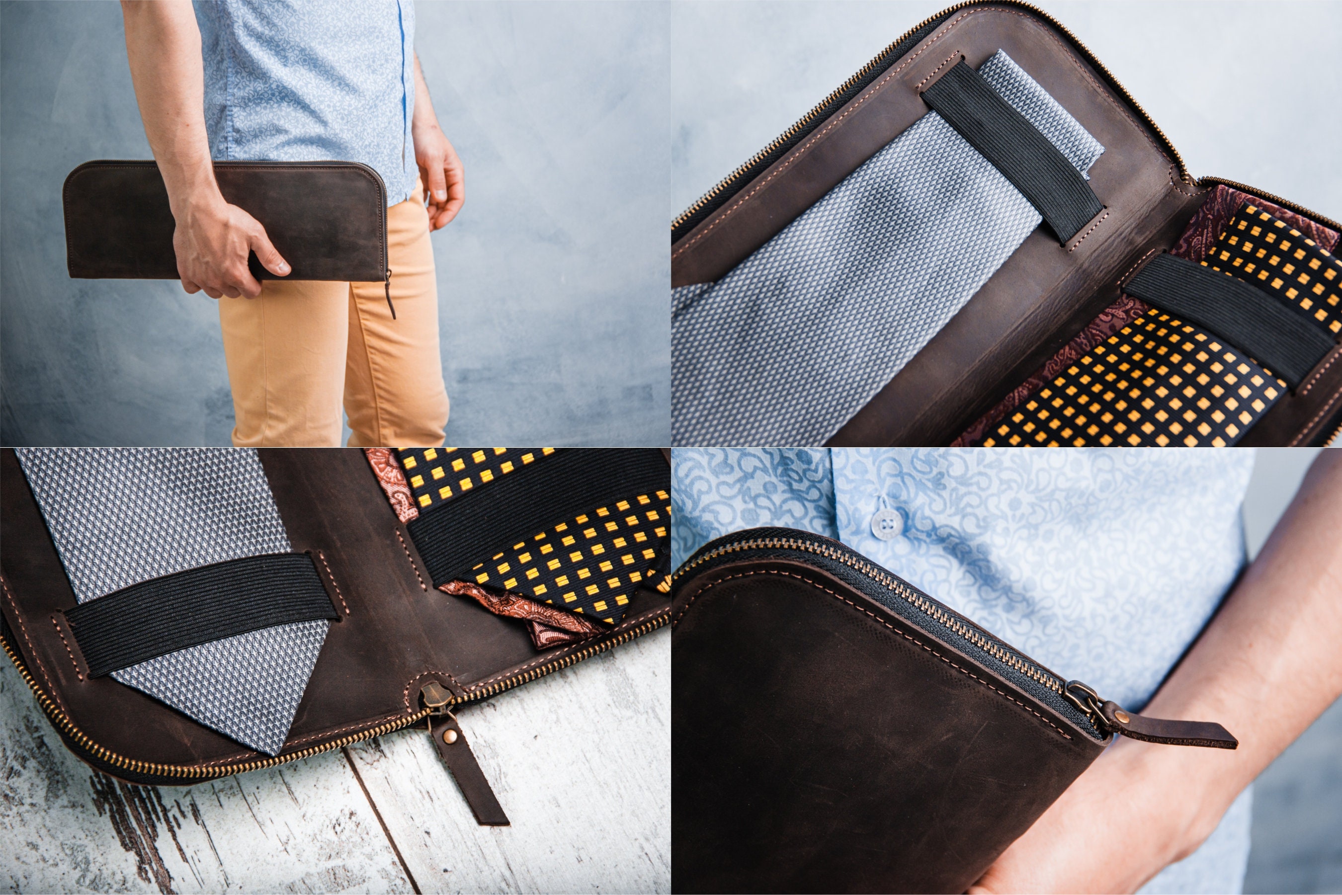 Personalized tie case,Mens tie case,Travel tie case,Personalized tie organizer,Leather tie organizer