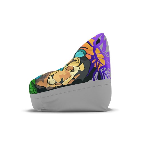 The shops Gamer Fresh Graffiti Streamer | All Art Lion NYC Mural | Grey Bean Bag Chair