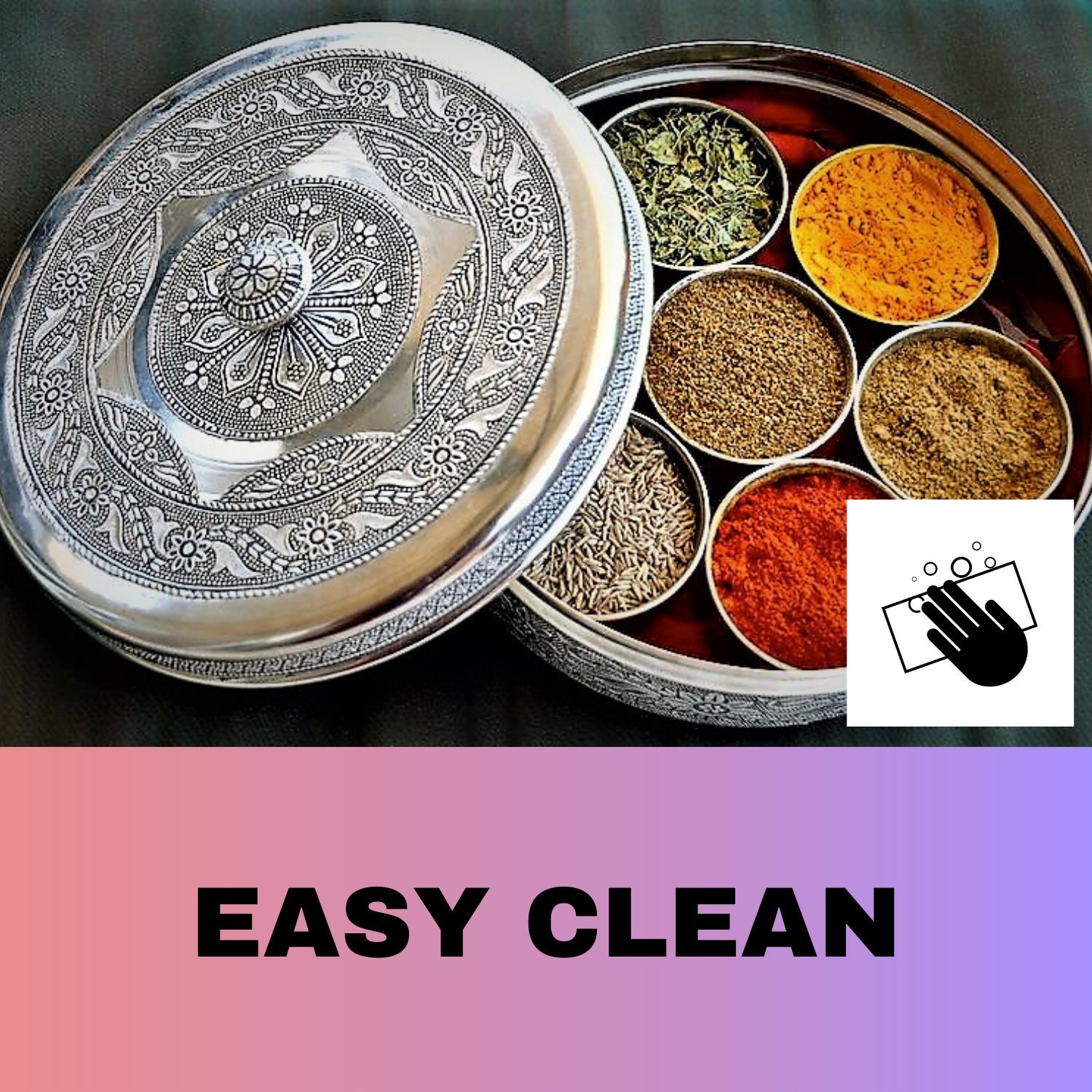 本場インドのMasala Dabba /スパイス入れ7個セット（スプーン付き） Amazon｜Designer Spice Container Masala Dabba With 7