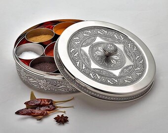 IBA Indianbeautifulart Indian Stainless Steel 7 Petit Container Masala Dabba Box Spice Container